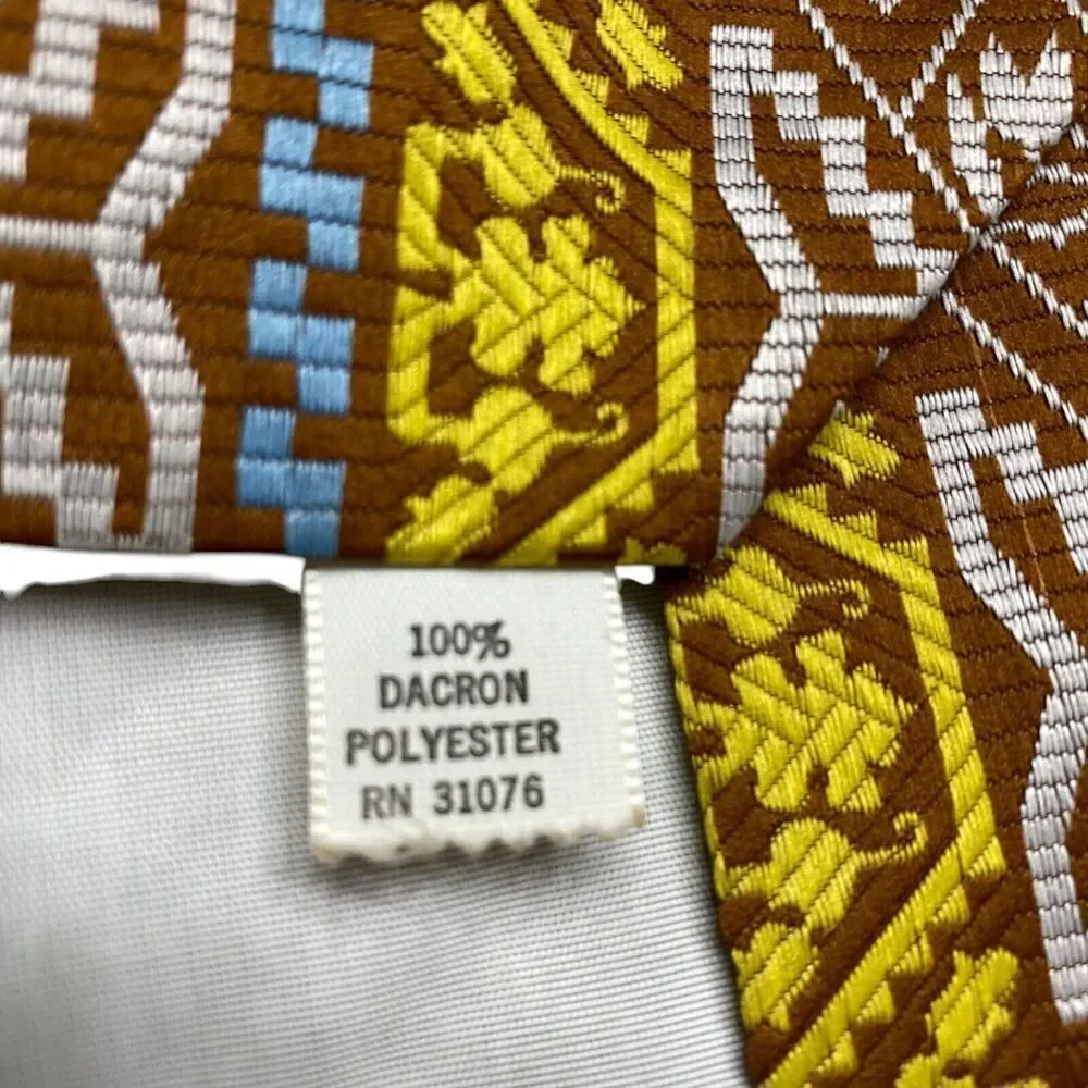 Tie Men's Necktie Wide Polyester Brown Geometric Stripe Mod Disco 70's